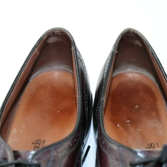 Allen Edmonds Townley Wingtip Oxford Size 10.5 D Burgundy Leather Dress Shoe - Picture 10 of 12